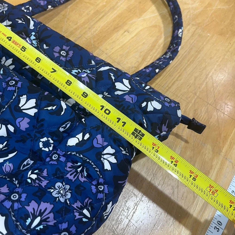 Vera Bradley Fleur medallion Blue Floral Puffy Quilted Tote Bag Shoulder Bag